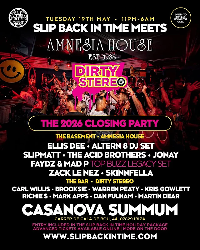 Slip Back in Time 2026 Closing Party with Amnesia House