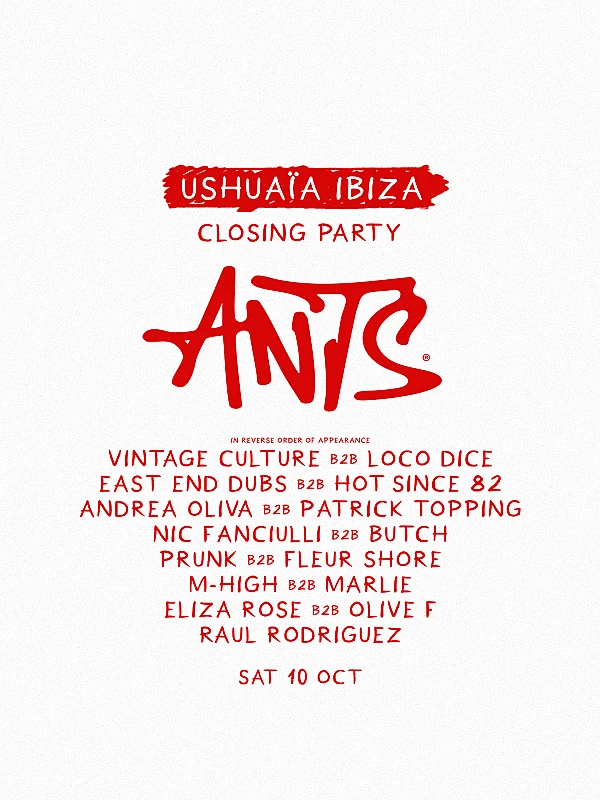 Ushuaïa Ibiza Closing Party Season 2026 ANTS