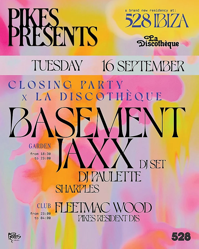 Pikes presents 528 Ibiza Closing Party season 2025 La Discothèque